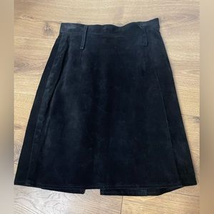 Vintage Leather High Waist Preppy Black Skirt Lined Canadian Made
